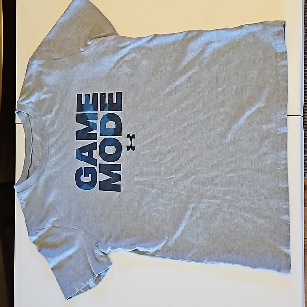 UNDER ARMOUR GAME MODE TSHIRT TEE SHIRT YLG YOUTH GRAY BLUE BLACK